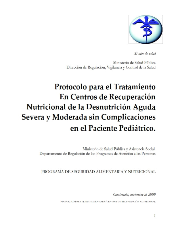 Guatemala Protocolo para Centros de Recuperación Nutricional