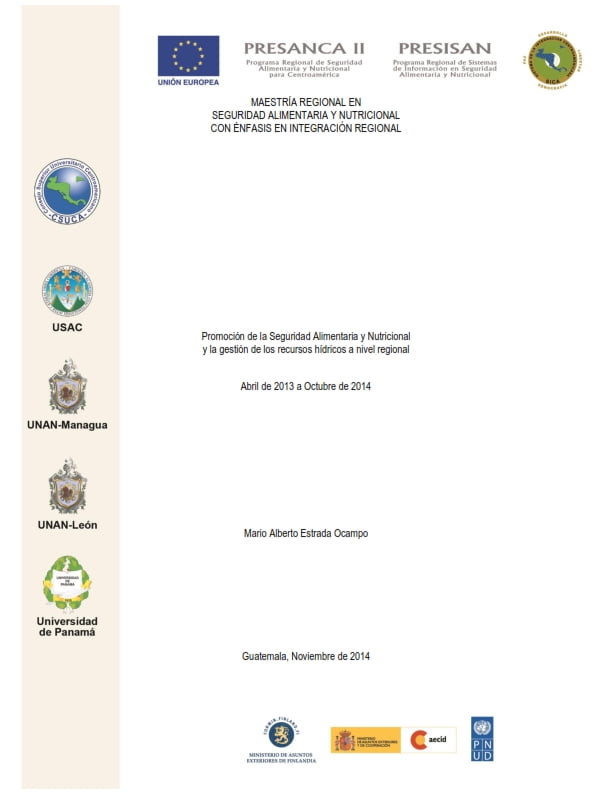 Promoción de la SAN y la gestión de los Recursos Hídricos a nivel regional