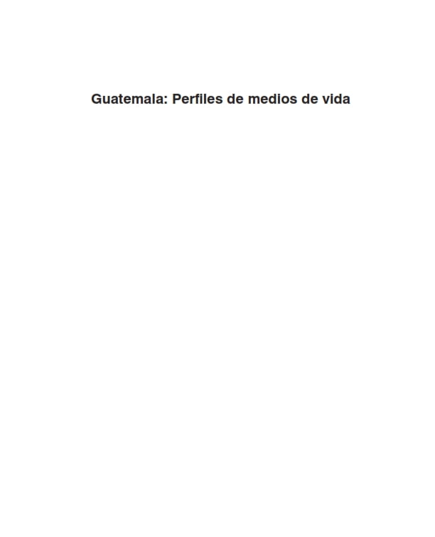 Guatemala Perfiles de Medios de Vida 2009